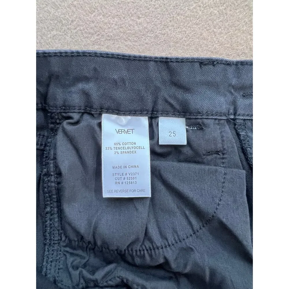 Vervet Jeanne  High Rise Stretch Slim Ankle Black HiddenButton Fly Jeans Size 25